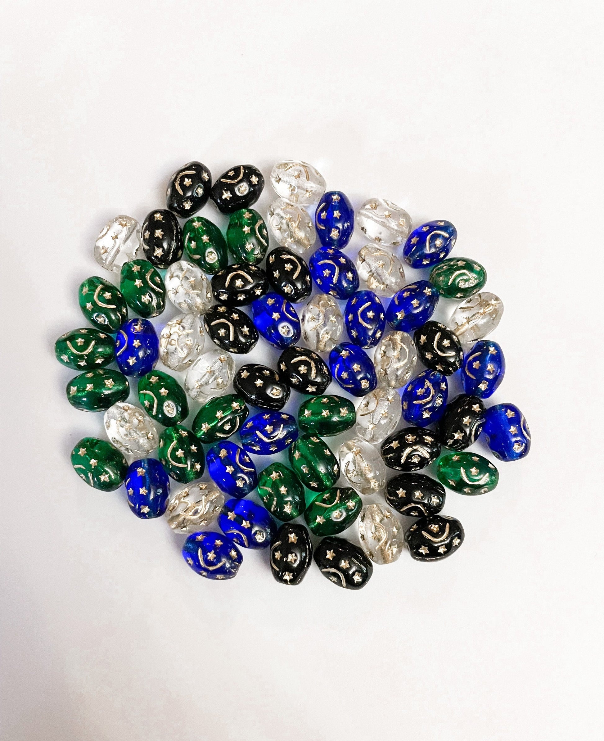 Preciosa Czech Glass Celestial Assorted Color Barrel Beads