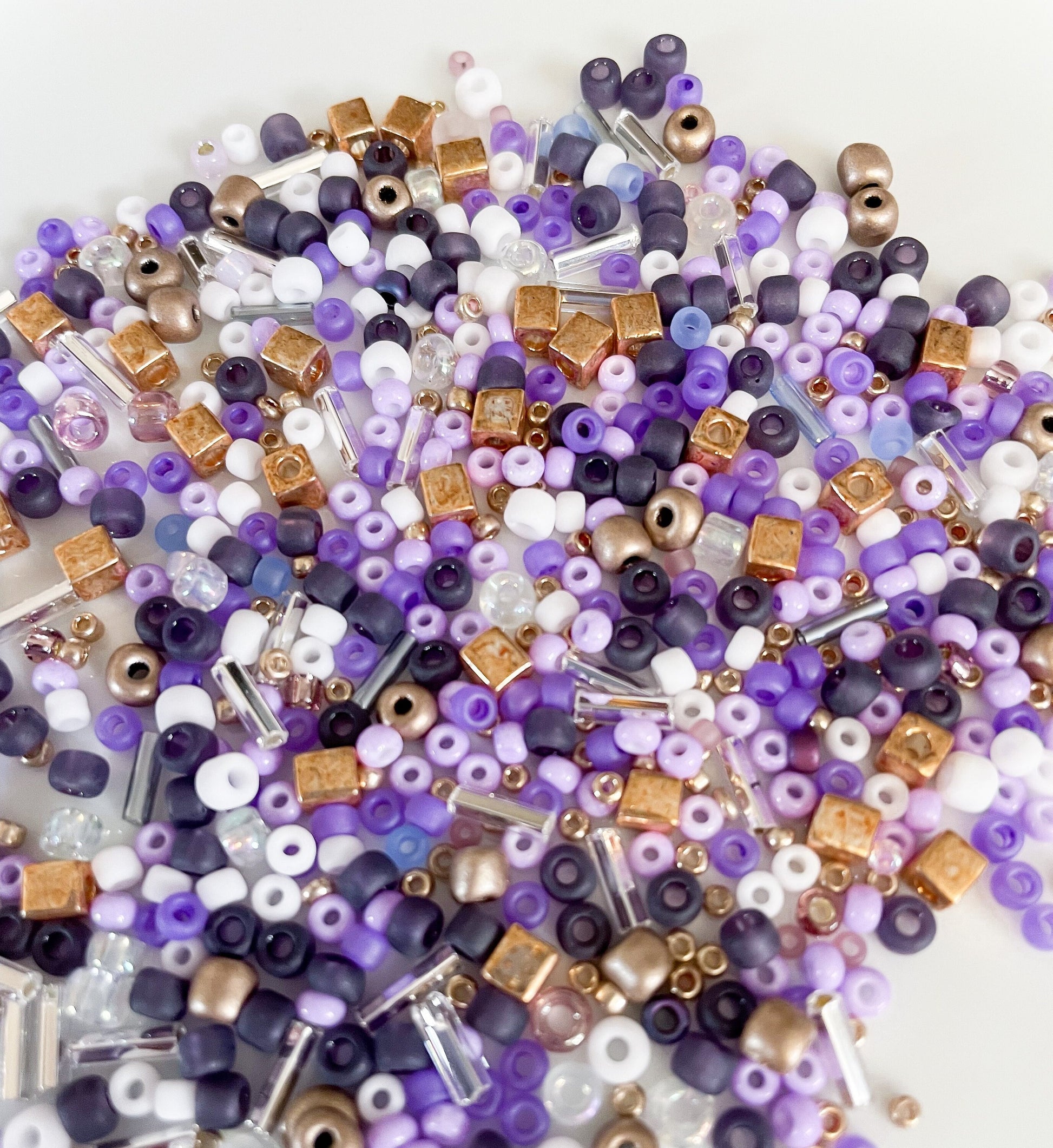 Royal Purple and Gold 20g Seed Bead Mix Bead Blend
