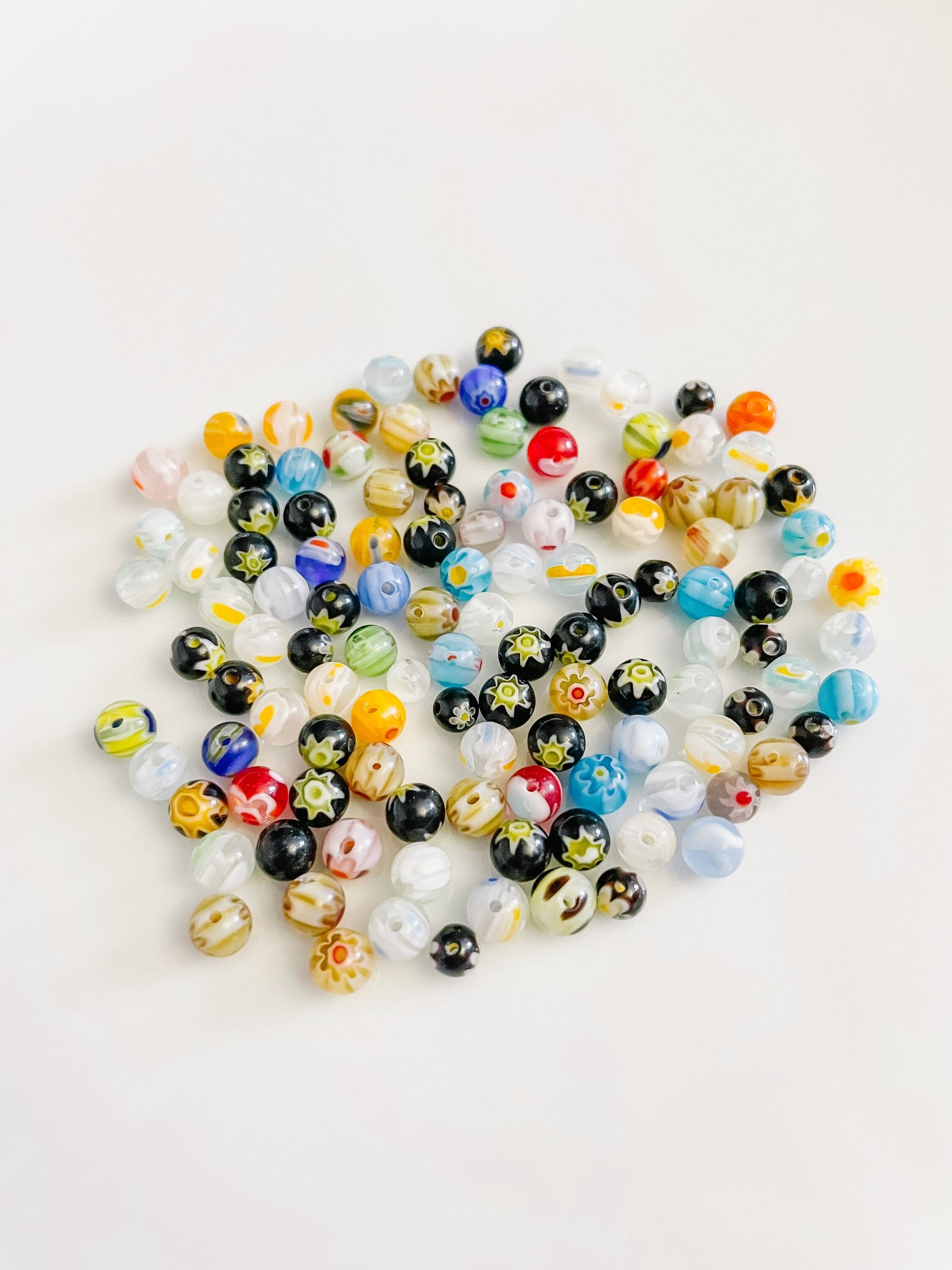 Millefiori Round Glass Beads Size 3-5mm Multicolor Small Glass Millefiori Beads