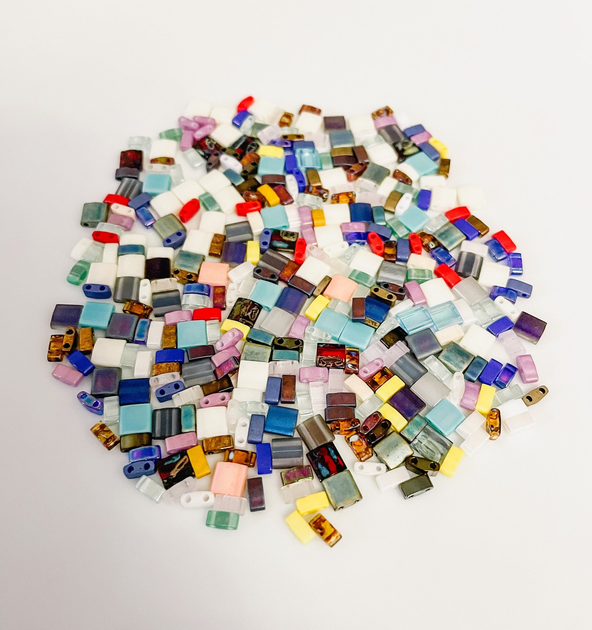 Assorted Color Glass Miyuki Tila Beads Bulk Tile Square Shaped Beads Mixed Lot of Full Tila, Half Tila, and Quarter Tila