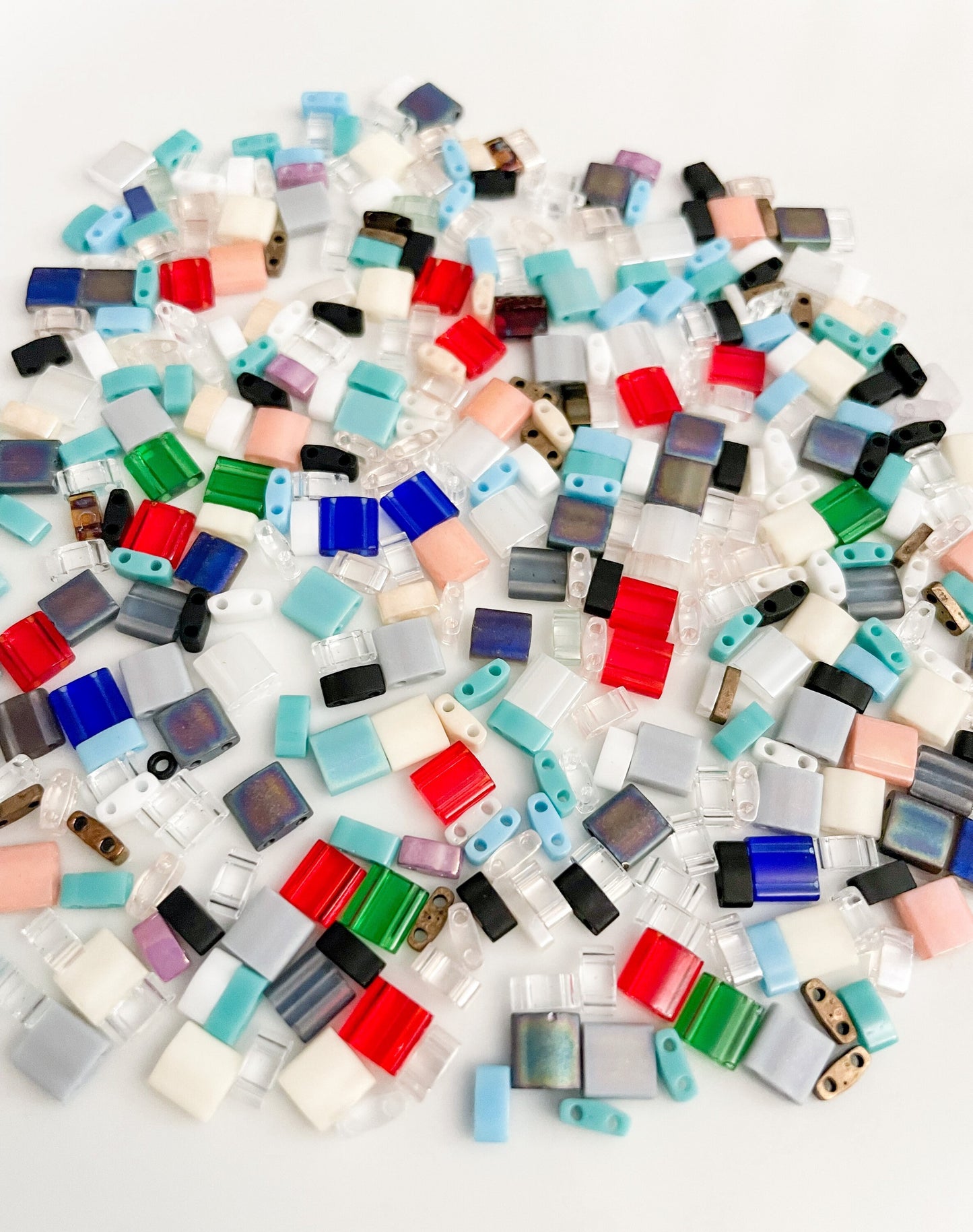 Assorted Color Glass Miyuki Tila Beads Bulk Tile Square Shaped Beads Mixed Lot of Full Tila, Half Tila, and Quarter Tila