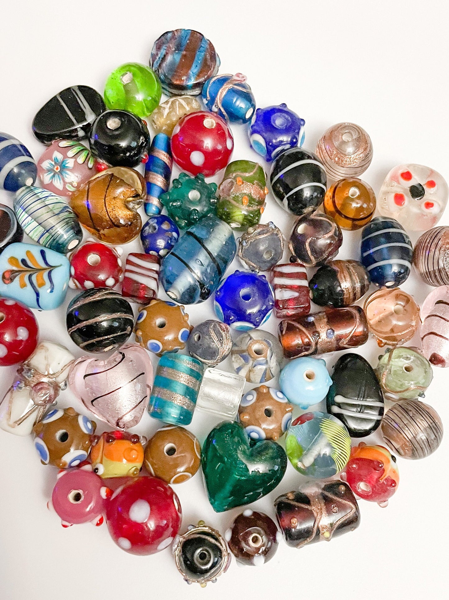 Fancy Lampworked Glass Foil Painted Colorful Assorted Beads in Various Sizes and Shapes
