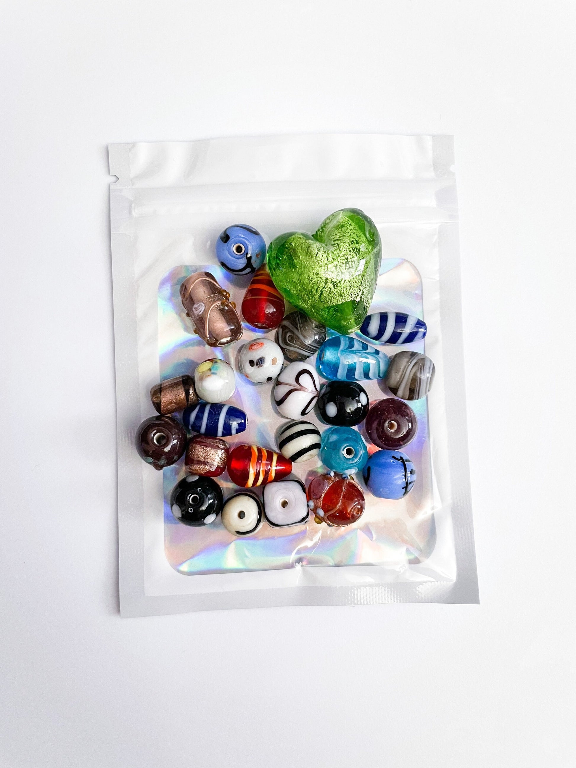Fancy Lampworked Glass Foil Painted Colorful Assorted Beads in Various Sizes and Shapes